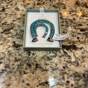 NWT Reconstituted Turquoise Double Horseshoe Pin by Atterri